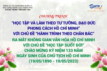 Chương trình HỌC TẬP VÀ LÀM THEO TƯ TƯỞNG, ĐẠO ĐỨC, PHONG CÁCH HỒ CHÍ MINH với chủ đề HÀNH TRÌNH THEO CHÂN BÁC và Ra mắt Không gian Văn hóa Hồ Chí Minh với chủ đề HỌC TẬP SUỐT ĐỜI chào mừng kỷ niệm 133 năm ngày sinh của Chủ tịch Hồ Chí Minh